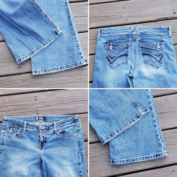Vintage 90s y2k LEI Blue Denim Low Rise Hip Huggers Flare Bootcut Jeans - Picture 4 of 5